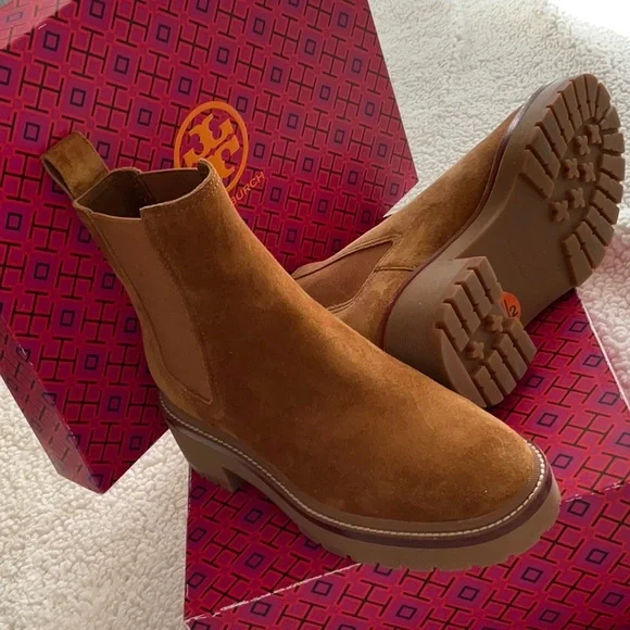 TORY BURC CHELSEA 50mm ANKLE BOOTS color brown size 5.5and 6 - Picture 2 of 10